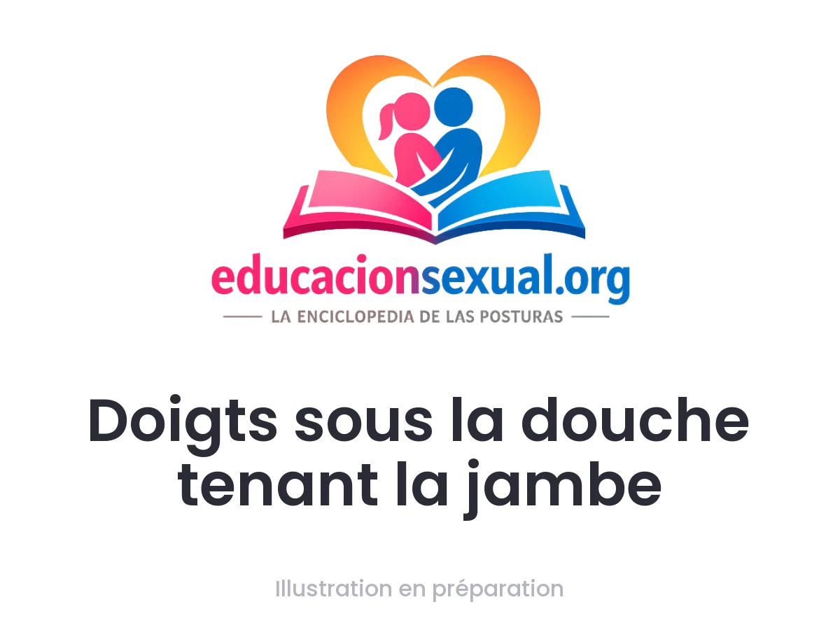 Position sexuelle Doigts sous la douche tenant la jambe: Une femme s'appuie contre le mur de la douche tandis que sa partenaire tient sa jambe levée. Les doigts explorent avec douceur, profitant de