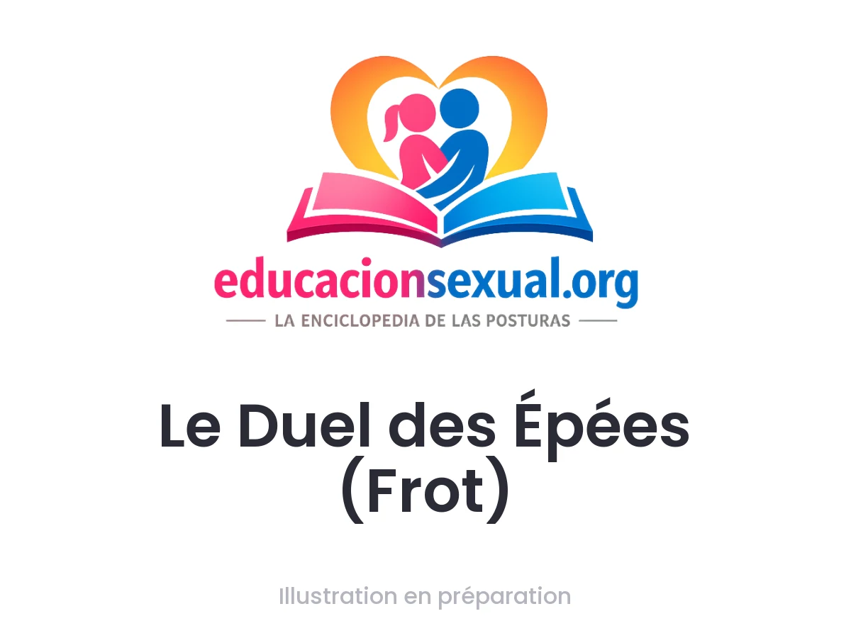 Position sexuelle Le Duel des Épées (Frot): Deux corps nus face à face, avec les pénis dressés se frottant doucement. Les participants s'appuient sur leurs bras ou sur le lit, maintena
