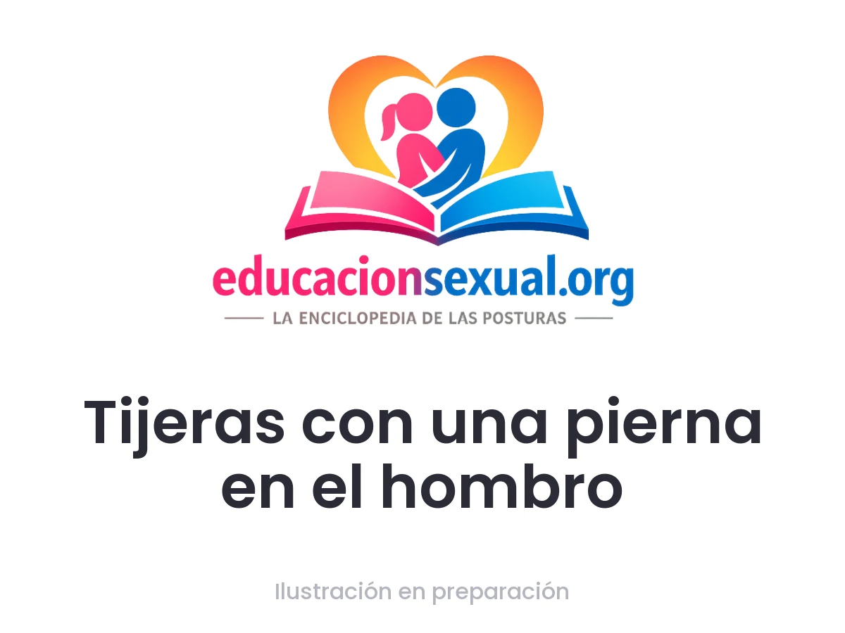 Posición sexual Tijeras con una pierna en el hombro: Una mujer se recuesta boca arriba con una pierna levantada sobre el hombro de su pareja, mientras esta se coloca entre sus piernas para frot