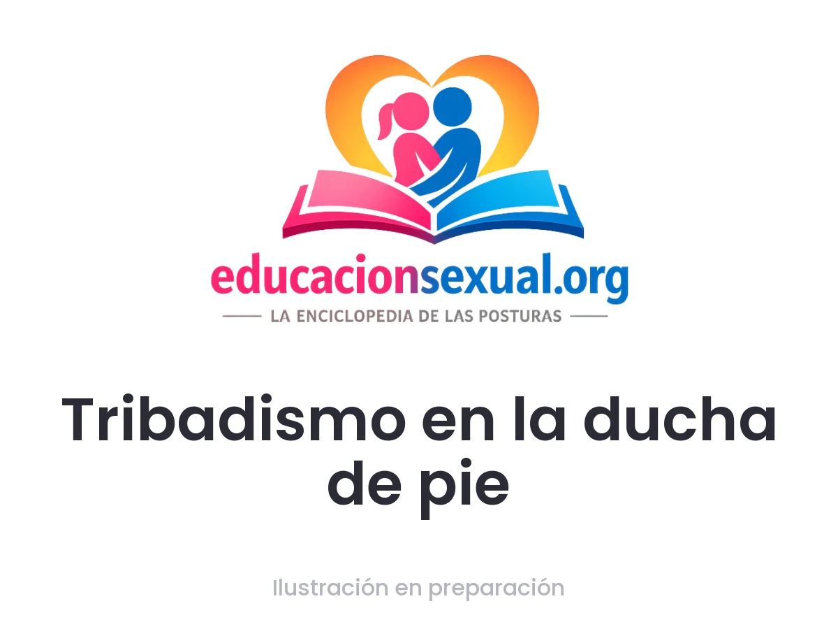 Posición sexual Tribadismo en la ducha de pie: De pie bajo el chorro de agua, una mujer apoya su espalda contra la pared mientras la otra se coloca frente a ella, con las piernas entrelaz